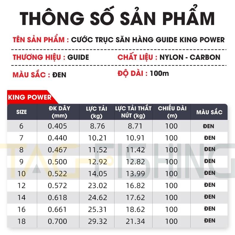  Cước Trục Săn hàng Guide KING POWER 100M 