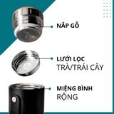  Bình giữ nhiệt Elemental Iconic 590ml nắp gỗ - Brushed steel 