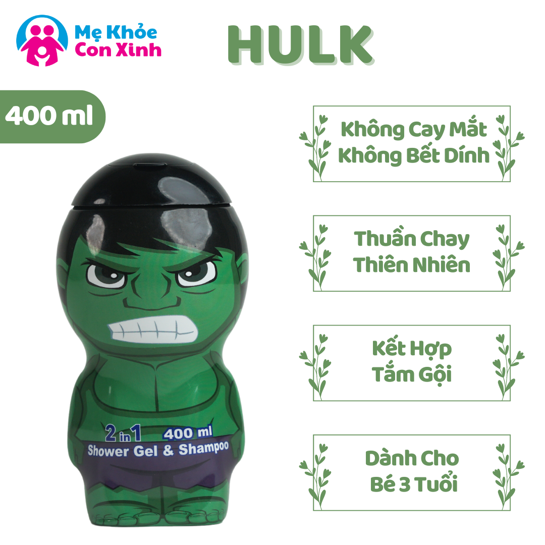 Sữa Tắm Gội Air-Val Hulk 2D Dành Cho Bé Trai 400ml