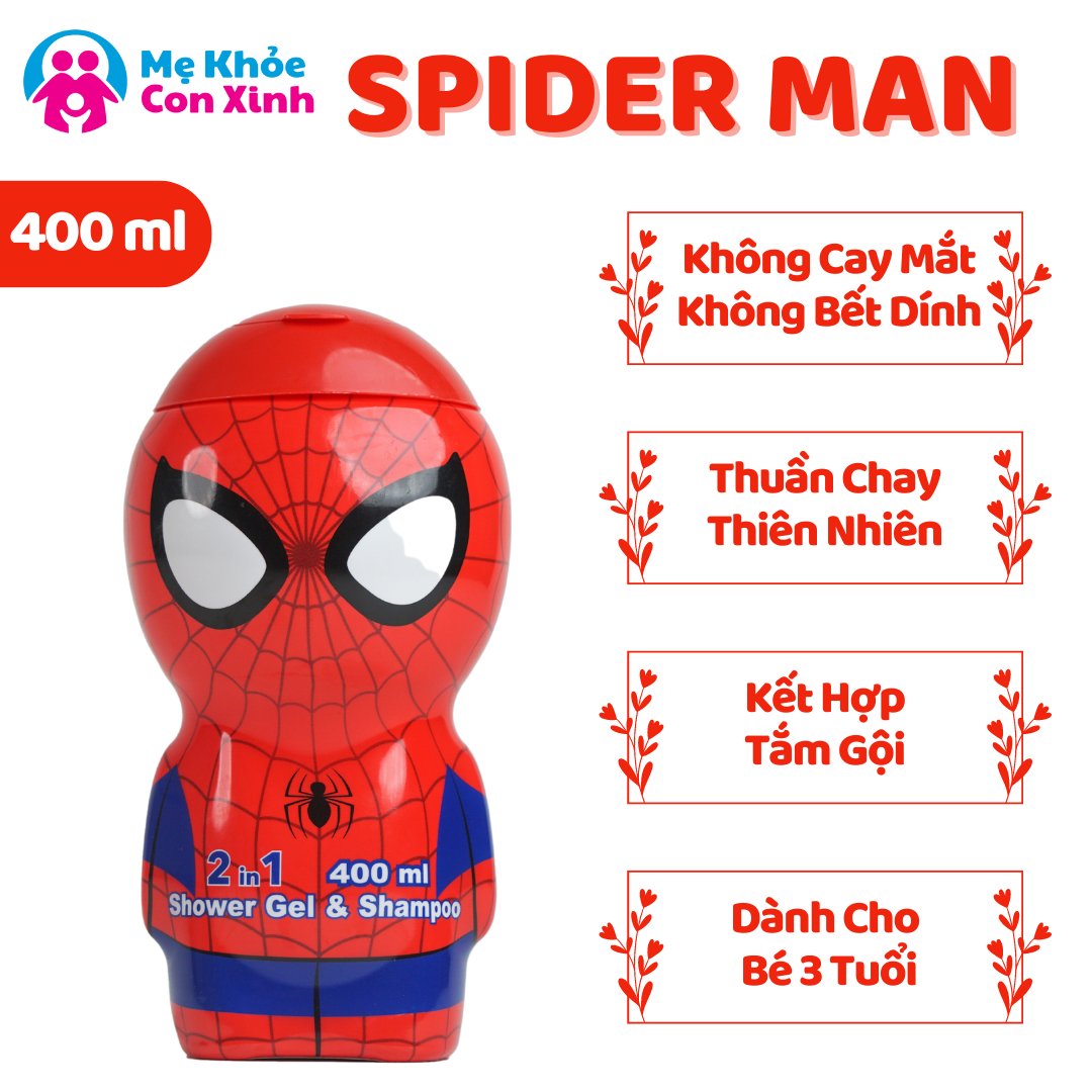 Sữa Tắm Gội Air-Val Spider Man 2D Dành Cho Bé Trai 400ml