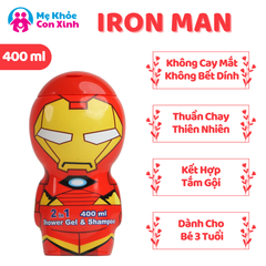 Sữa Tắm Gội Air-Val Iron Man 2D Dành Cho Bé Trai 400ml