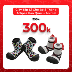 Giày Tập Đi Cho Bé 8 Tháng Attipas Hàn Quốc – Animal - Báo đen (M)-AA03M