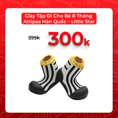 Giày Tập Đi Cho Bé 8 Tháng Attipas Hàn Quốc – Little Star - Đen XL-ALS02XL