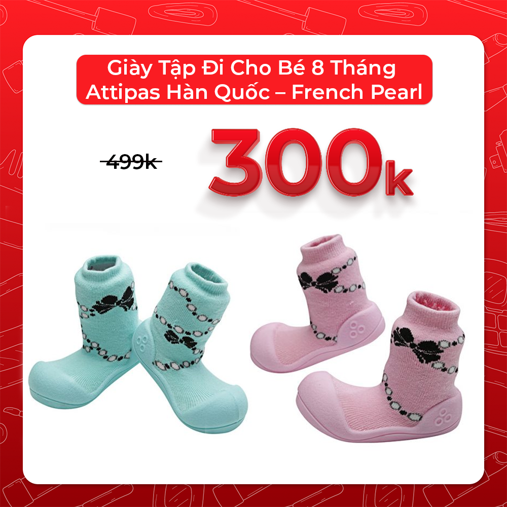 Giày Tập Đi Cho Bé 8 Tháng Attipas Hàn Quốc – French Pearl - Pink XL-AFP01XL