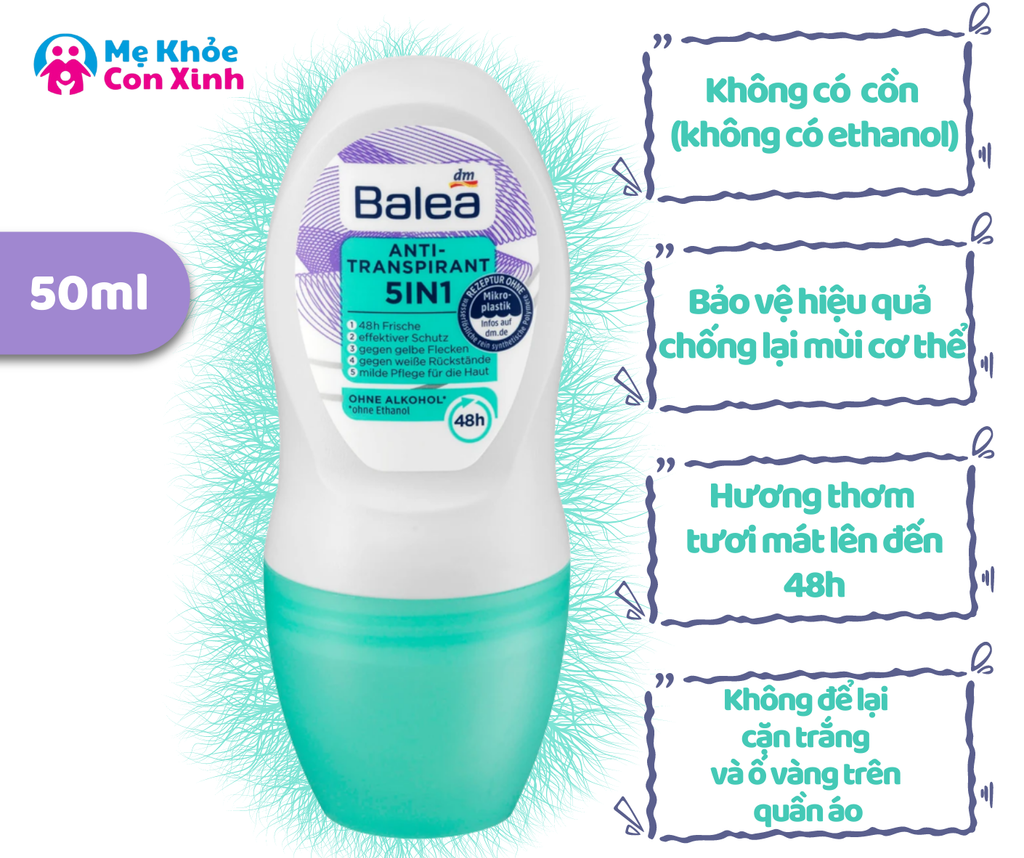 Lăn Khử Mùi Balea 5in1 Protection 50ml