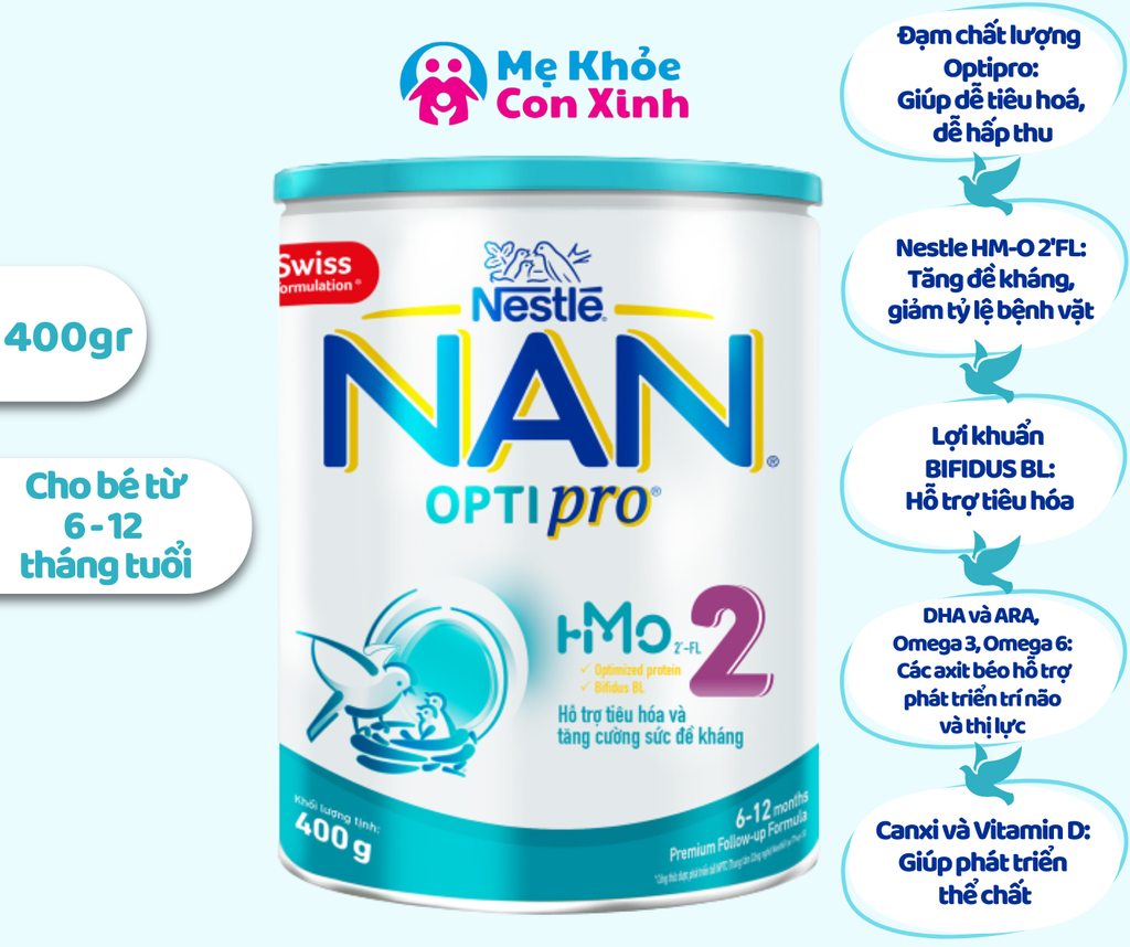 Sữa Bột Nestle Nan Optipro Số 2 400g (6 - 12 Tháng)