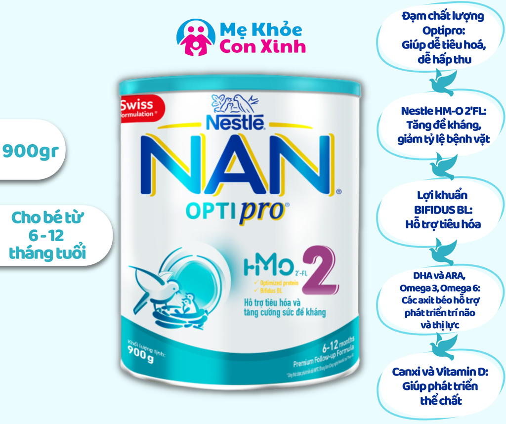 Sữa Bột Nestle Nan Optipro Số 2 900g (6 - 12 Tháng)