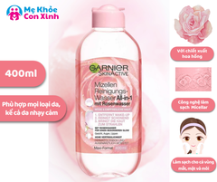 Nước Tẩy trang Garnier Chiết Xuất Hoa Hồng 400ml