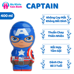 Sữa Tắm Gội Air-Val Captain America 2D Dành Cho Bé Trai 400ml