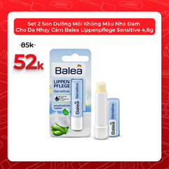 Set 2 Son Dưỡng Môi Không Màu Nha Đam Cho Da Nhạy Cảm Balea Lippenpflege Sensitive 4,8g