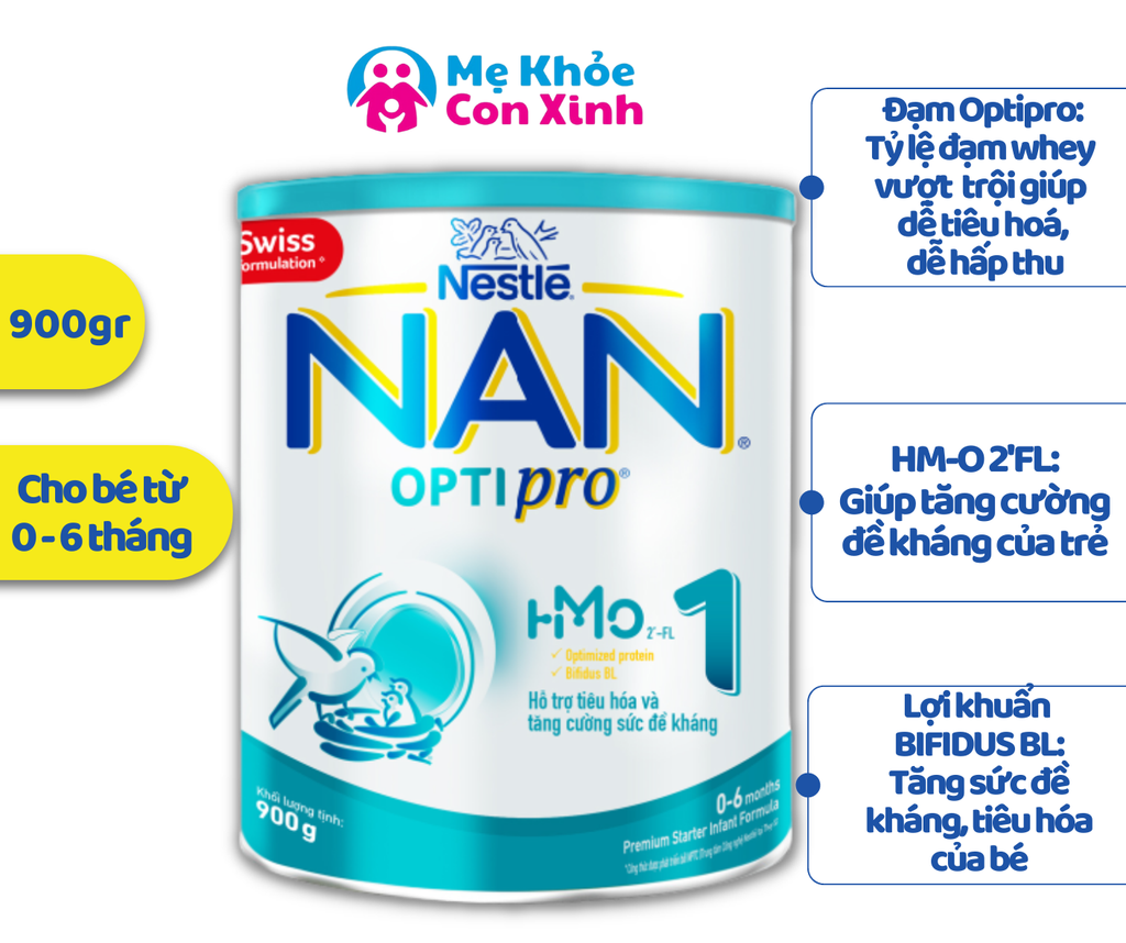 Sữa Bột Nestle Nan Optipro HMO Số 1 900g (0 - 6 tháng)