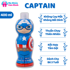 Sữa Tắm Gội Air-Val Captain America Dành Cho Bé Trai 400ml