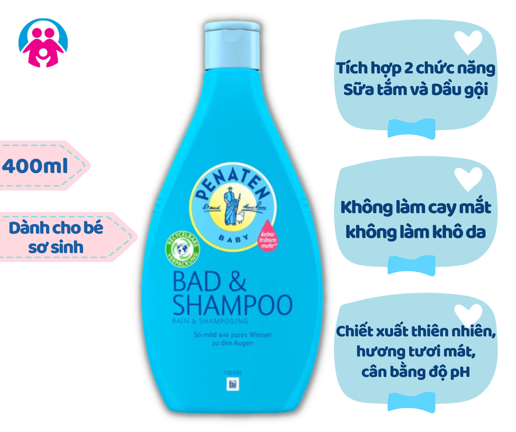 Sữa Tắm Gội 2in1 Penaten Bad & Shampoo Cho Bé Sơ Sinh 400ml