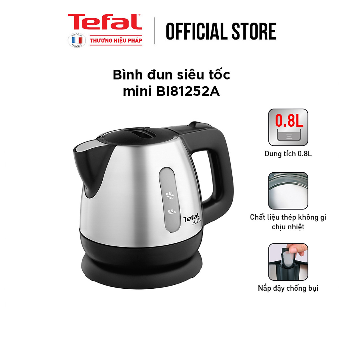 Bình đun siêu tốc 0.8L Tefal BI81252A- Hàng chính hãng