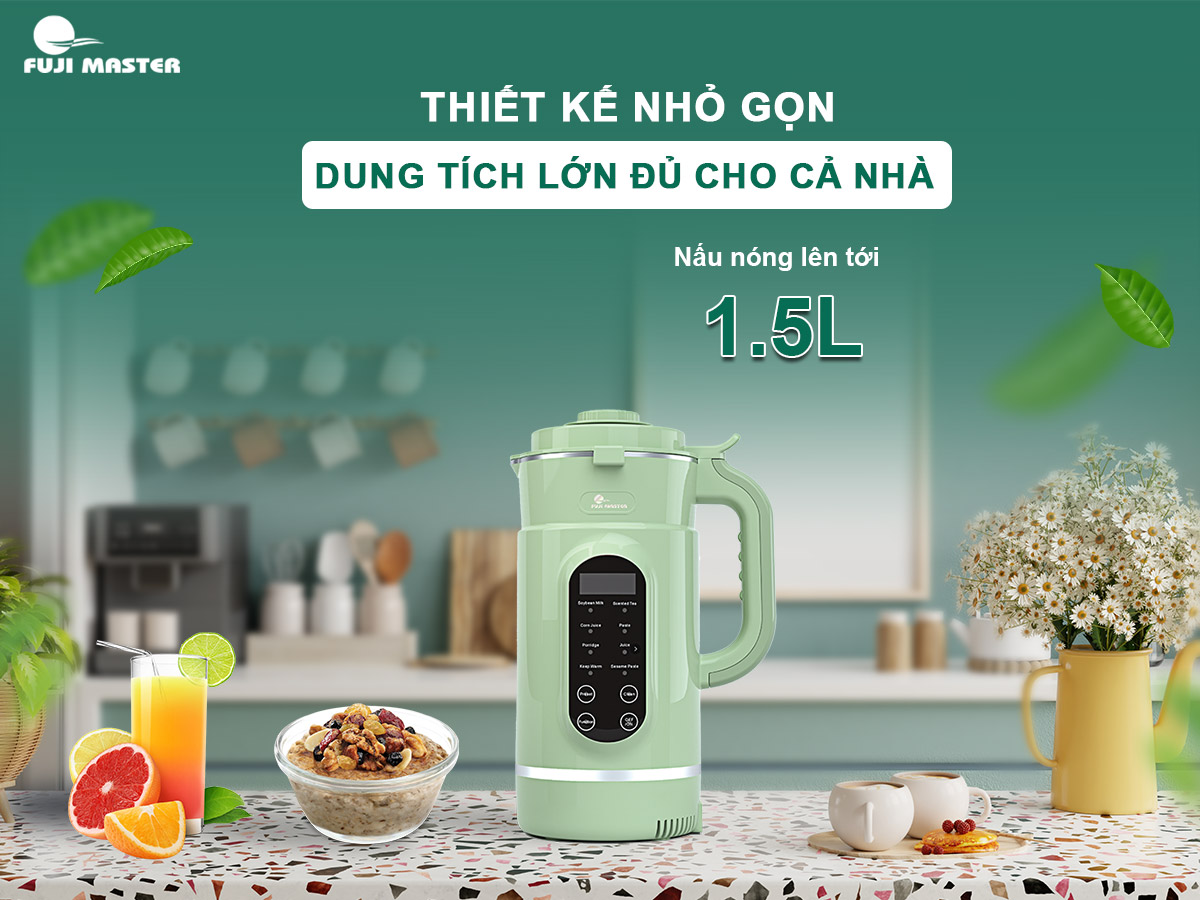 Máy Làm Sữa Hạt Mini Hẹn Giờ Đa Năng Dung Tích 1.5 L Fuji Master FJM-2724