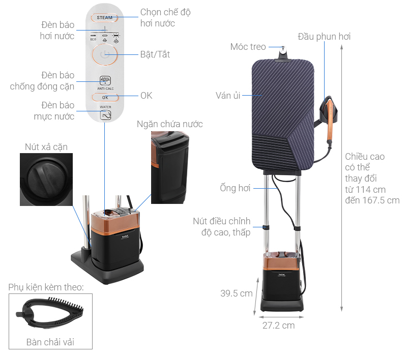 Bàn ủi hơi nước cầm tay dạng đứng Tefal QT2020E0