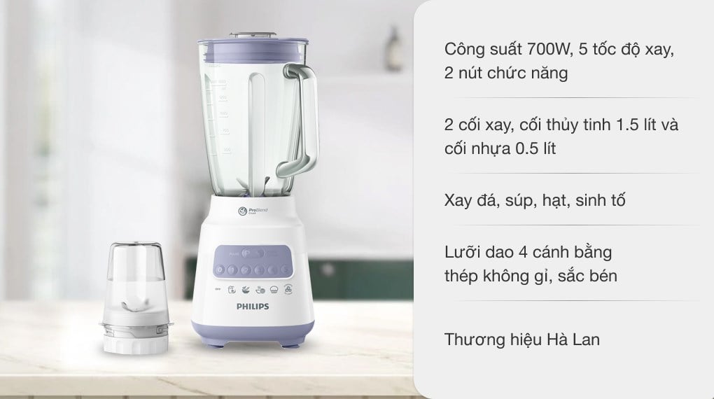 Máy xay sinh tố cối lớn Philips HR2222/00