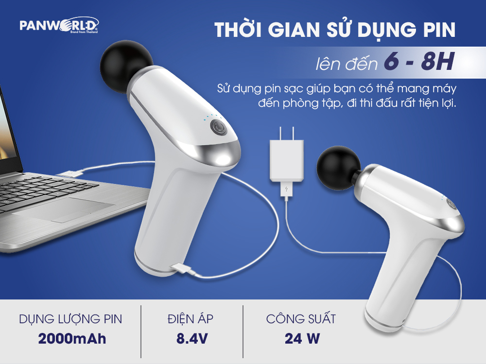 Súng Massage  Cầm Tay Toàn Thân Đa Năng Cao Cấp Panworld PW-3011