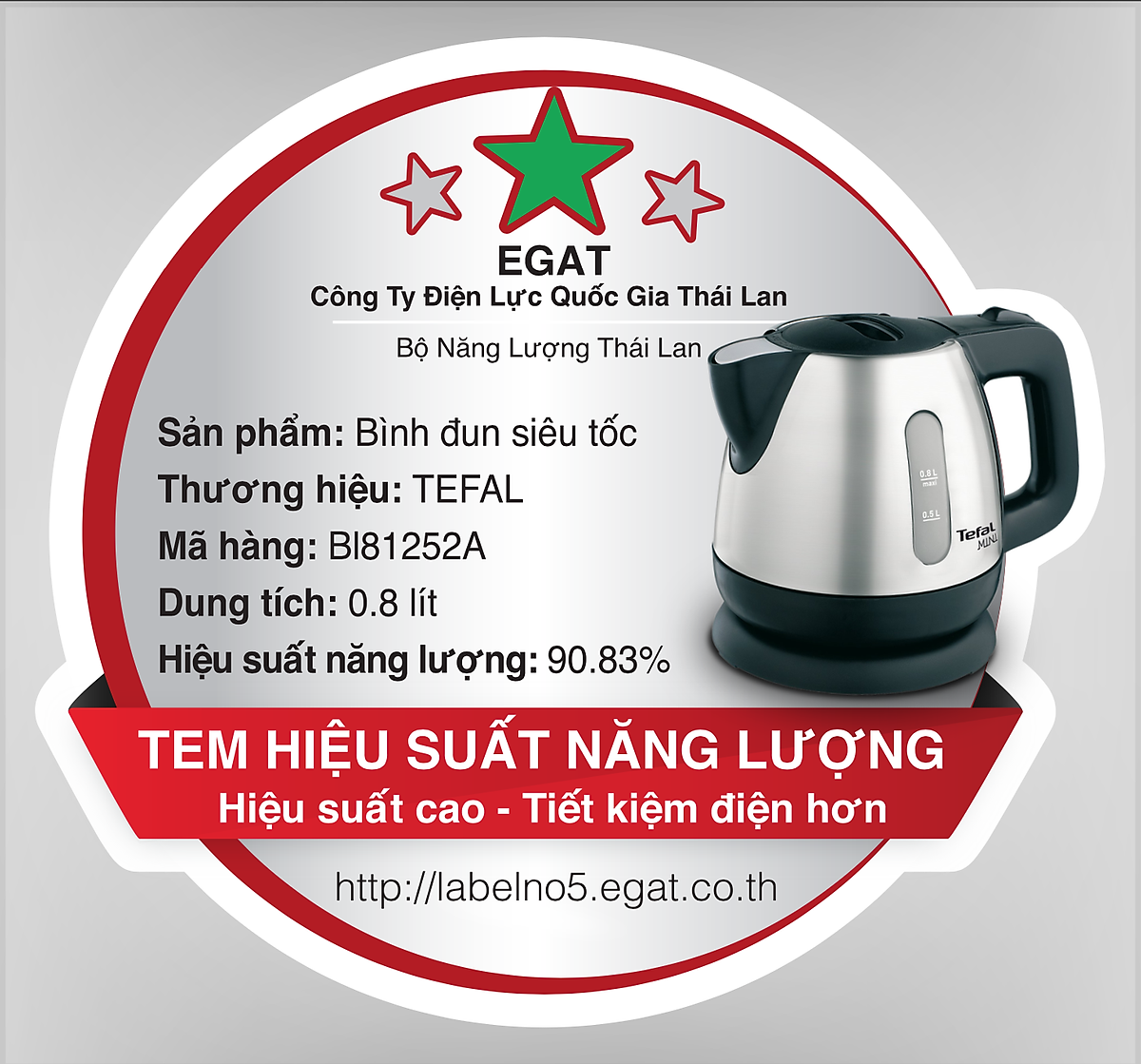 Bình đun siêu tốc 0.8L Tefal BI81252A- Hàng chính hãng