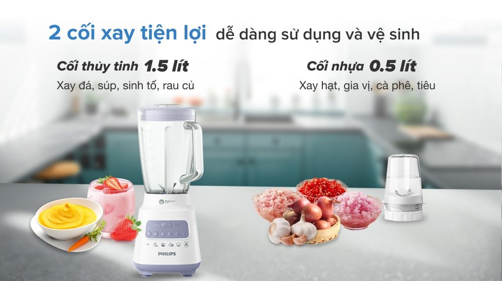 Máy xay sinh tố cối lớn Philips HR2222/00