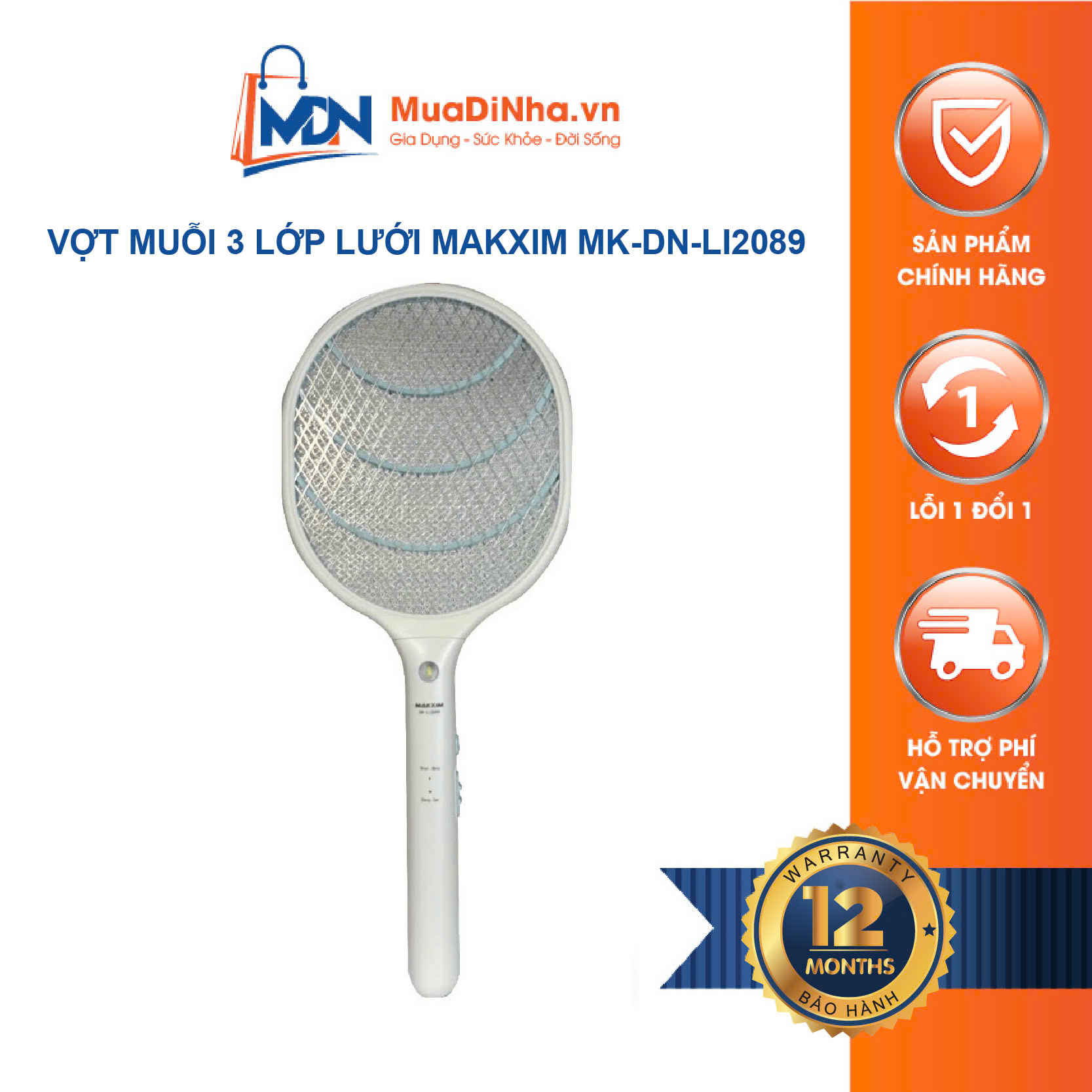 Vợt Muỗi 3 Lớp Lưới Makxim MK-DN-LI2089