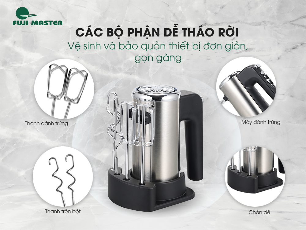 Máy Đánh Trứng Inox Cầm Tay Mini Fuji Master FJM-1122