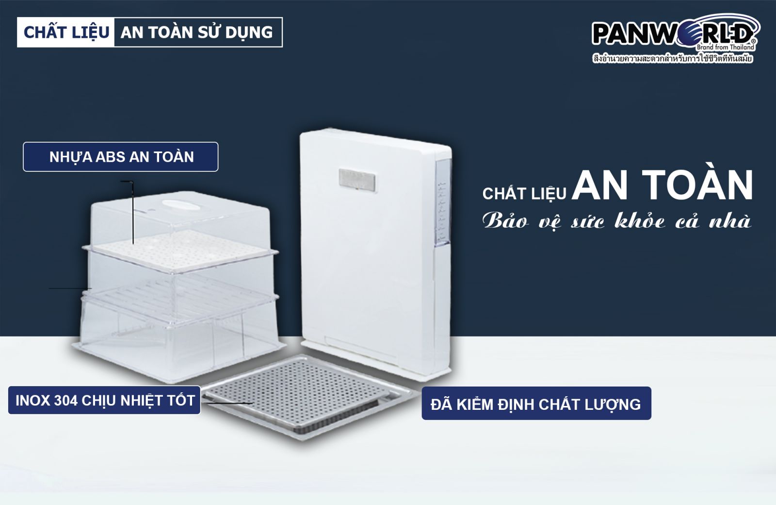 Máy Hấp Điện Thực Phẩm Đa Năng Gấp Gọn 3 Tầng  Panworld Thái Lan PW-2322 Bảng Điều Khiển Cơ