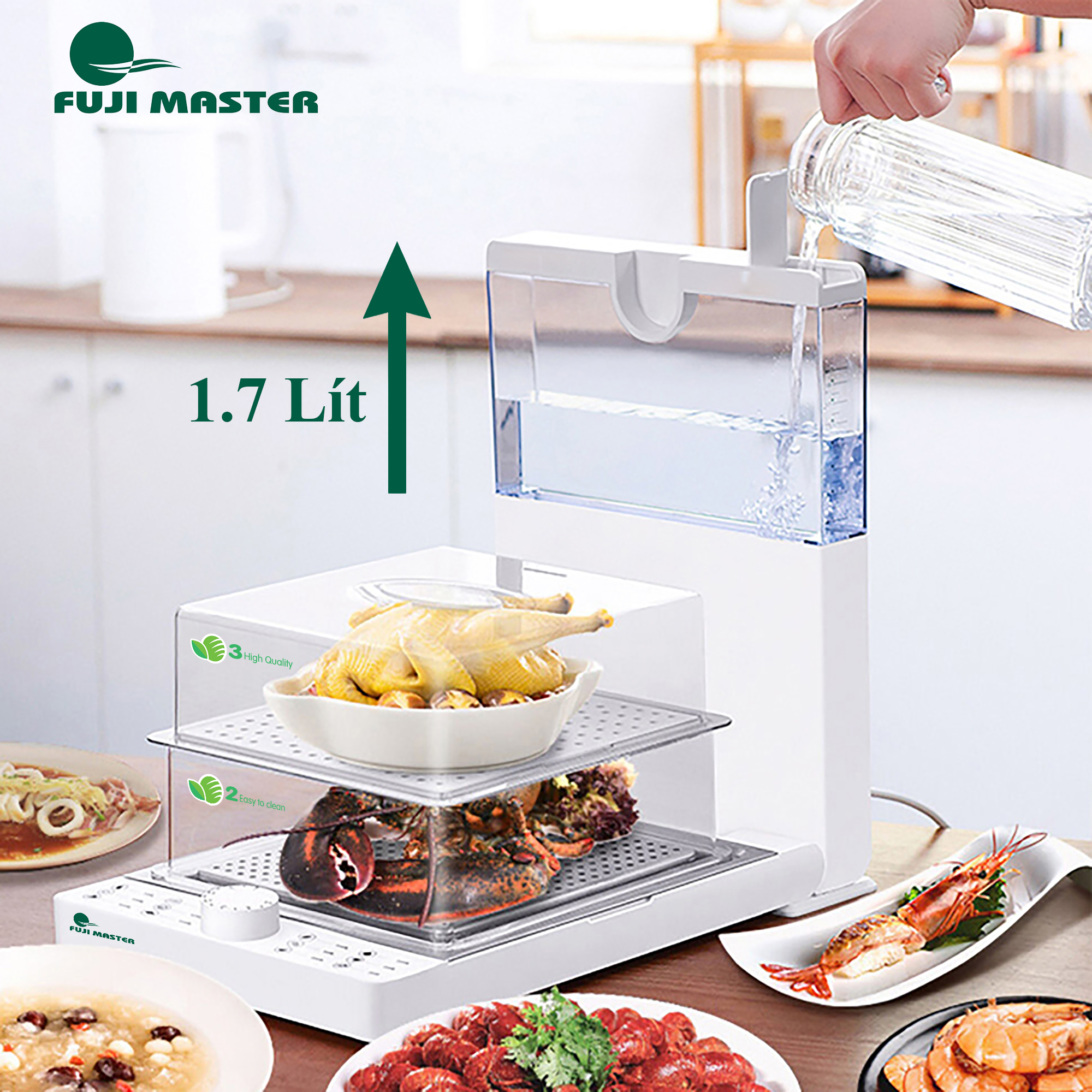 Máy hấp gấp gọn 3 tầng Fuji Master FJM-1604