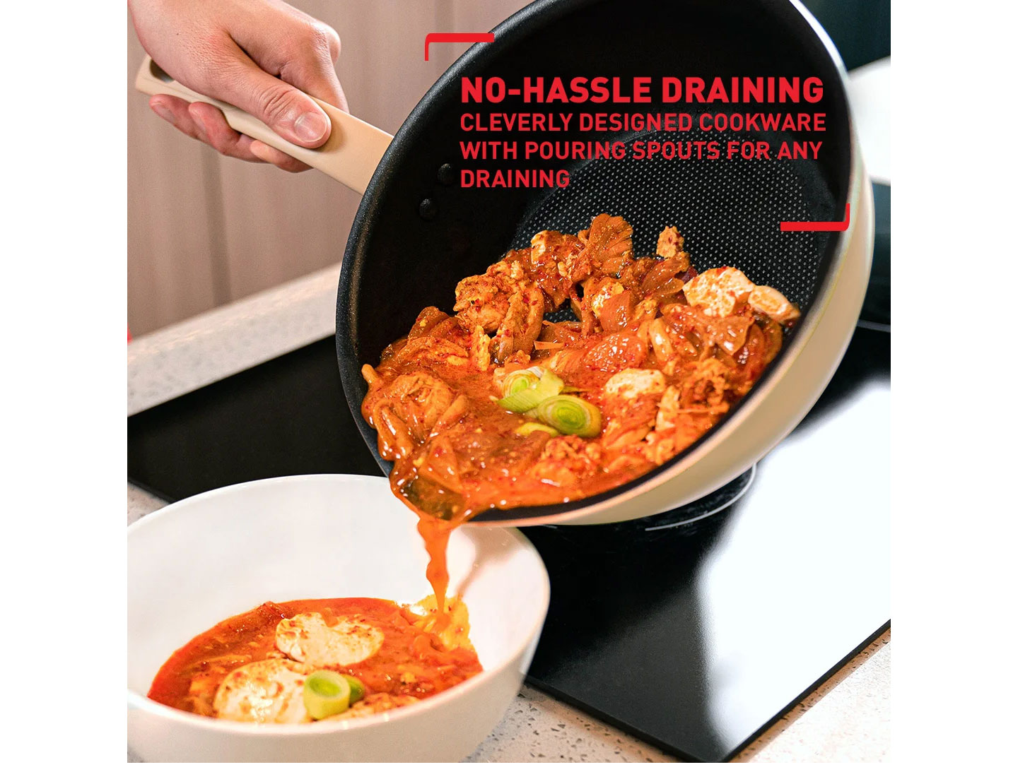 Chảo nồi có nắp Tefal đa năng 3 trong 1 G1672524 vàng vani