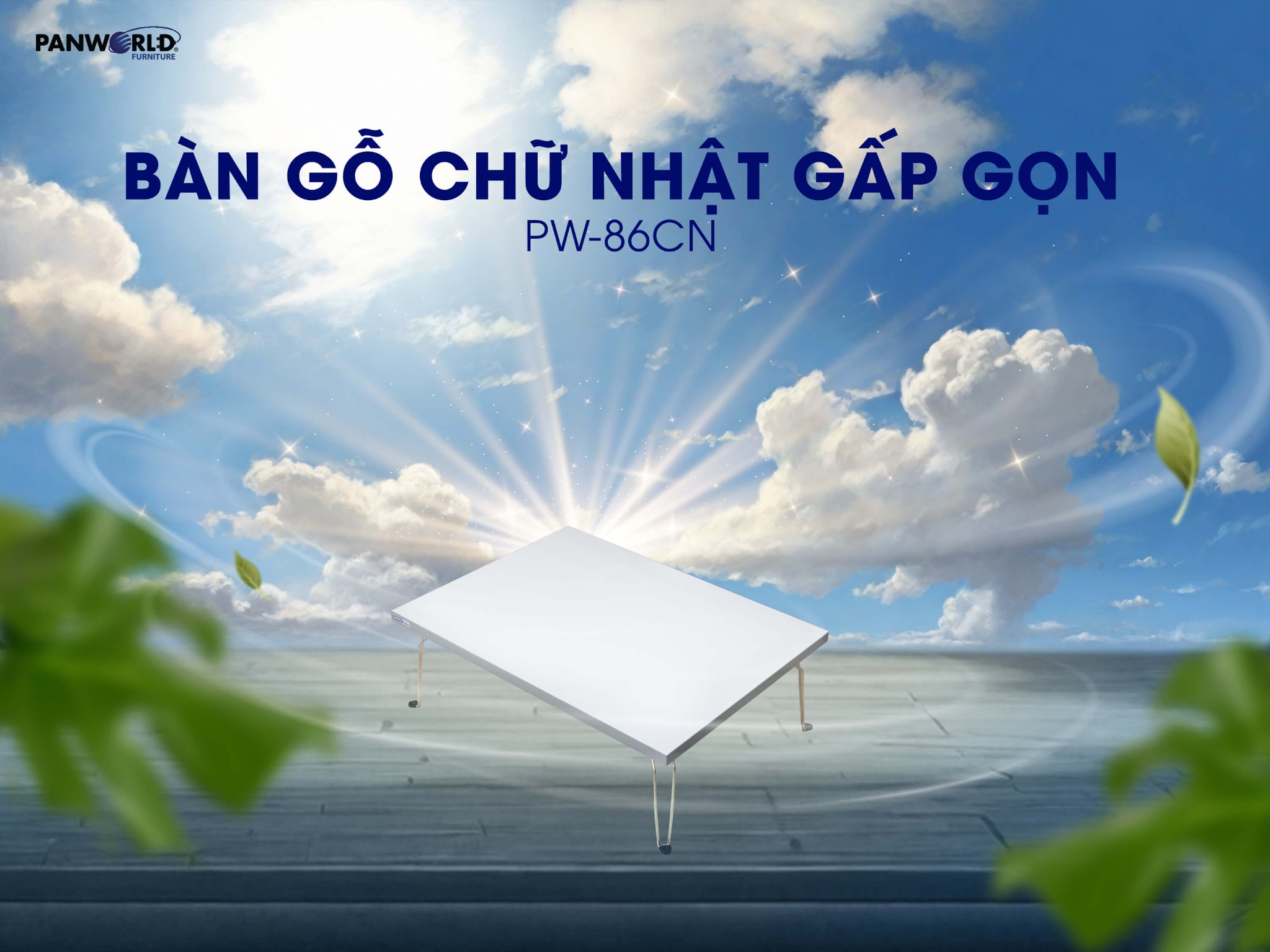 BÀN GỖ CHỮ NHẬT GẤP GỌN NGỒI BỆT PW-86CN