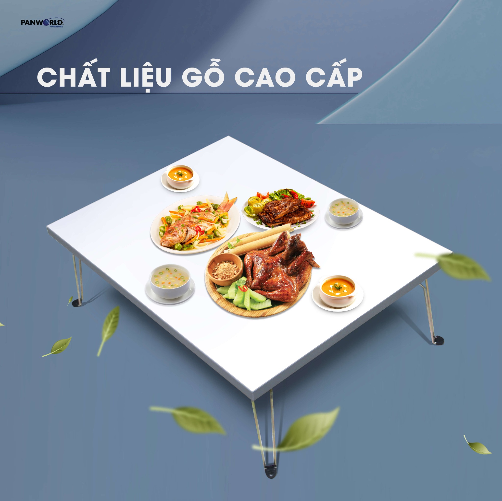 BÀN GỖ CHỮ NHẬT GẤP GỌN NGỒI BỆT PW-86CN