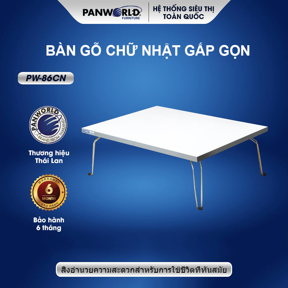 BÀN GỖ CHỮ NHẬT GẤP GỌN NGỒI BỆT PW-86CN