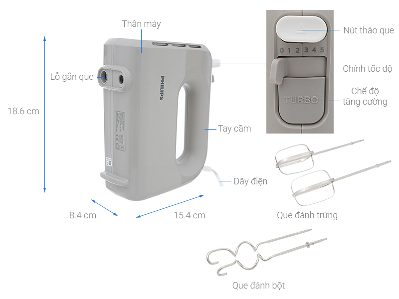 Máy đánh trứng cầm tay Philips HR3705