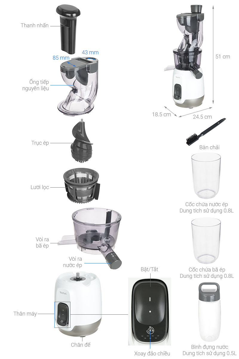 Máy ép trái cây tốc độ chậm Tefal ZC600138