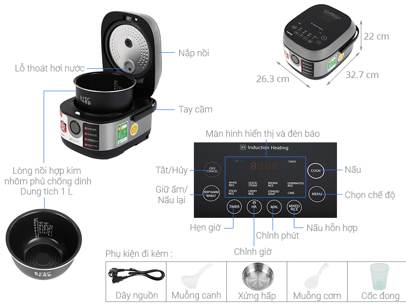 Nồi cơm điện tử cao tần Toshiba RC-10IP1PV