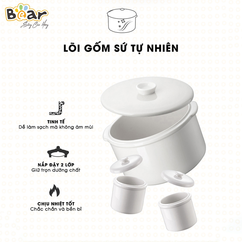Nồi nấu chậm Bear SUBE002 1,6L (hồng)