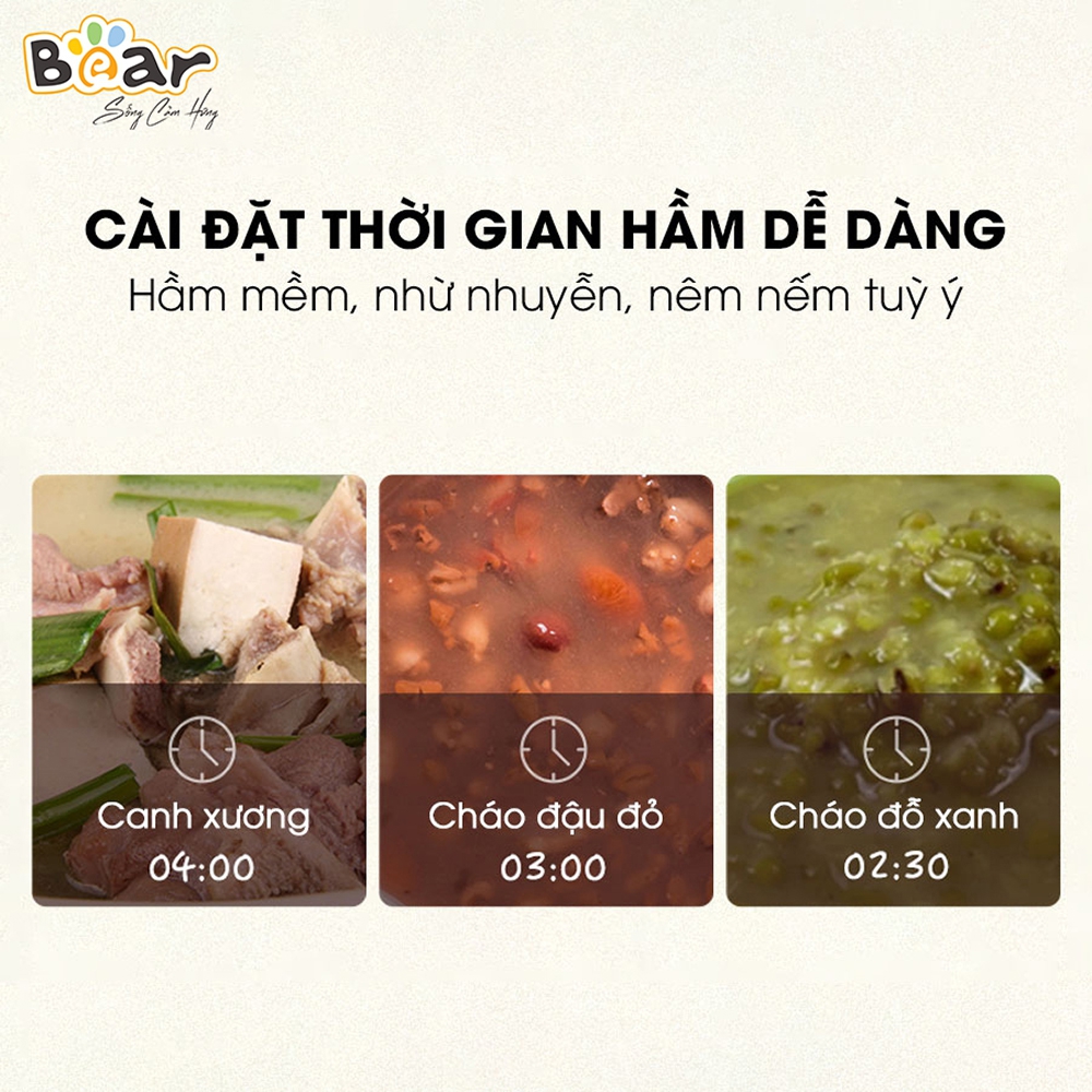 Nồi nấu chậm Bear SUBE002 1,6L (hồng)