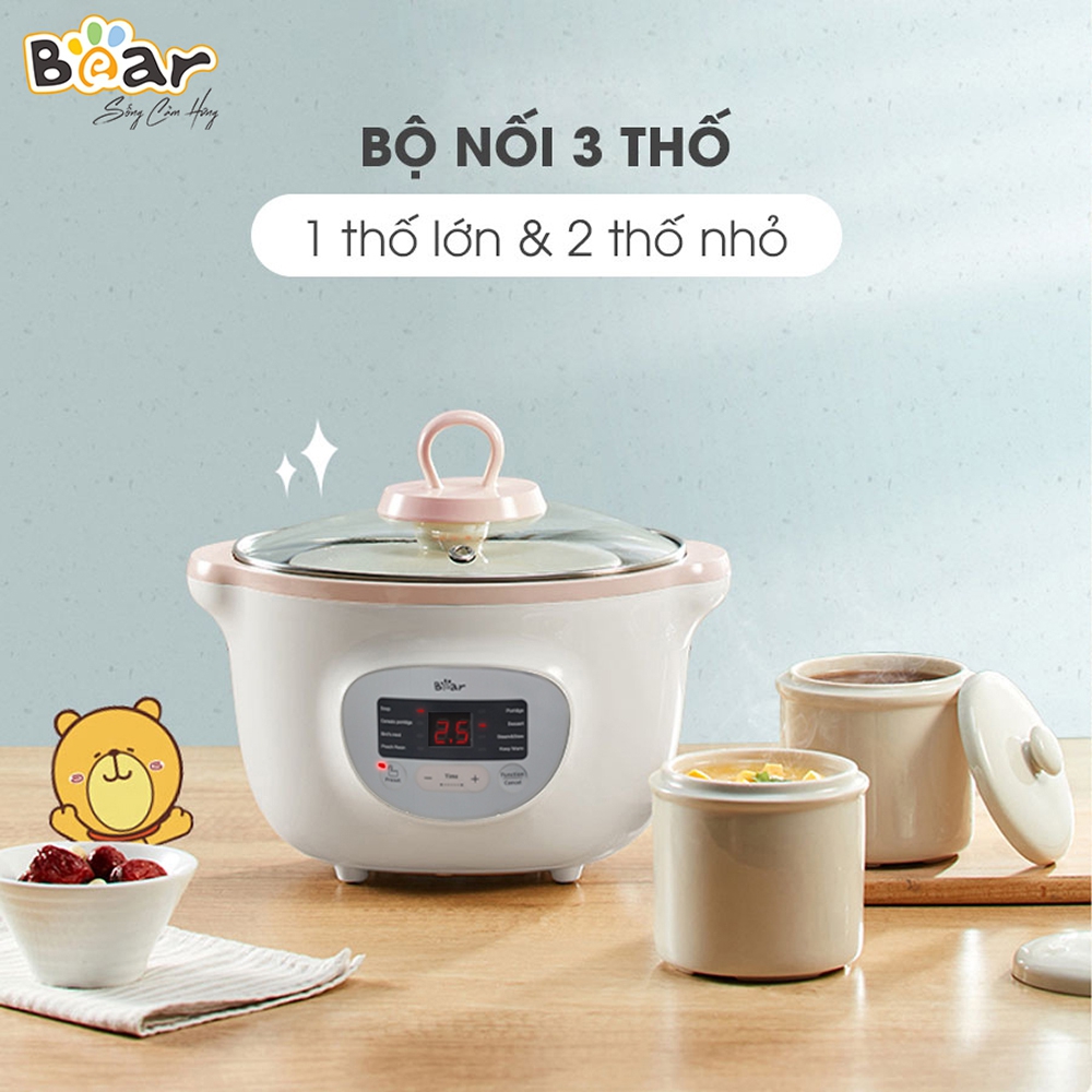 Nồi nấu chậm Bear SUBE002 1,6L (hồng)