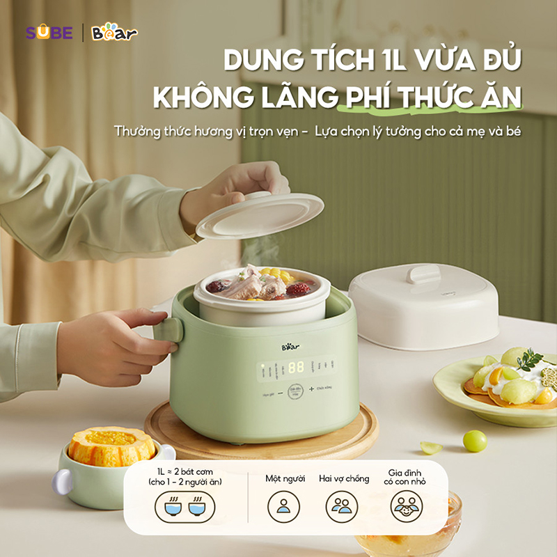 Nồi nấu chậm Bear SB-NNC10 (1 lít)