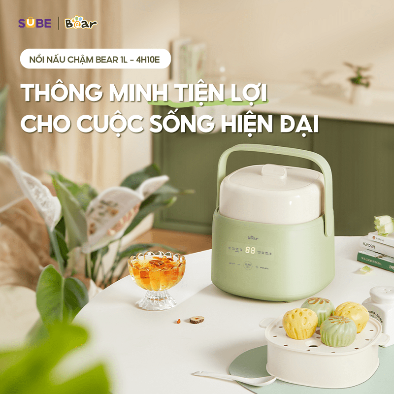 Nồi nấu chậm Bear SC-4H10E (1 lít) - có xửng