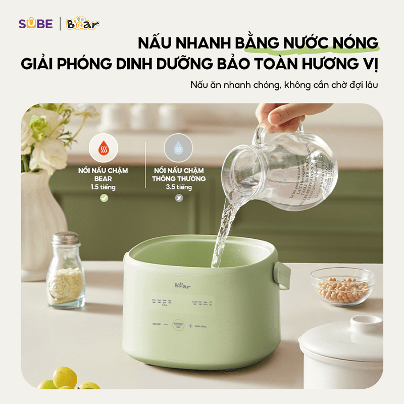 Nồi nấu chậm Bear SC-4H10E (1 lít) - có xửng