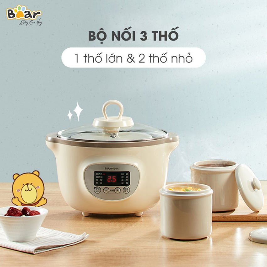 Nồi nấu chậm Bear SUBE002 1,6L (kem)