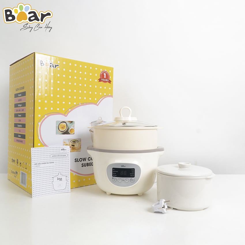 Nồi nấu chậm Bear SUBE002 1,6L (kem)