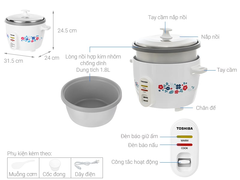 Nồi cơm điện Toshiba RC-18MH2PV