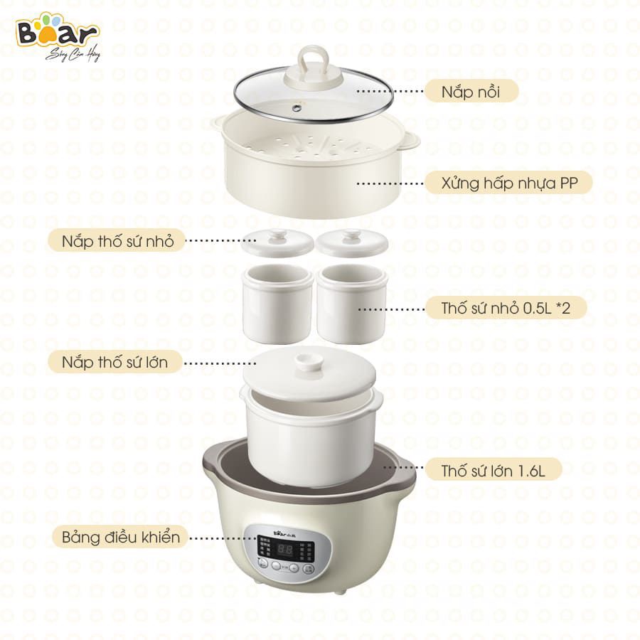Nồi nấu chậm đa năng Bear DDZ-A08T8