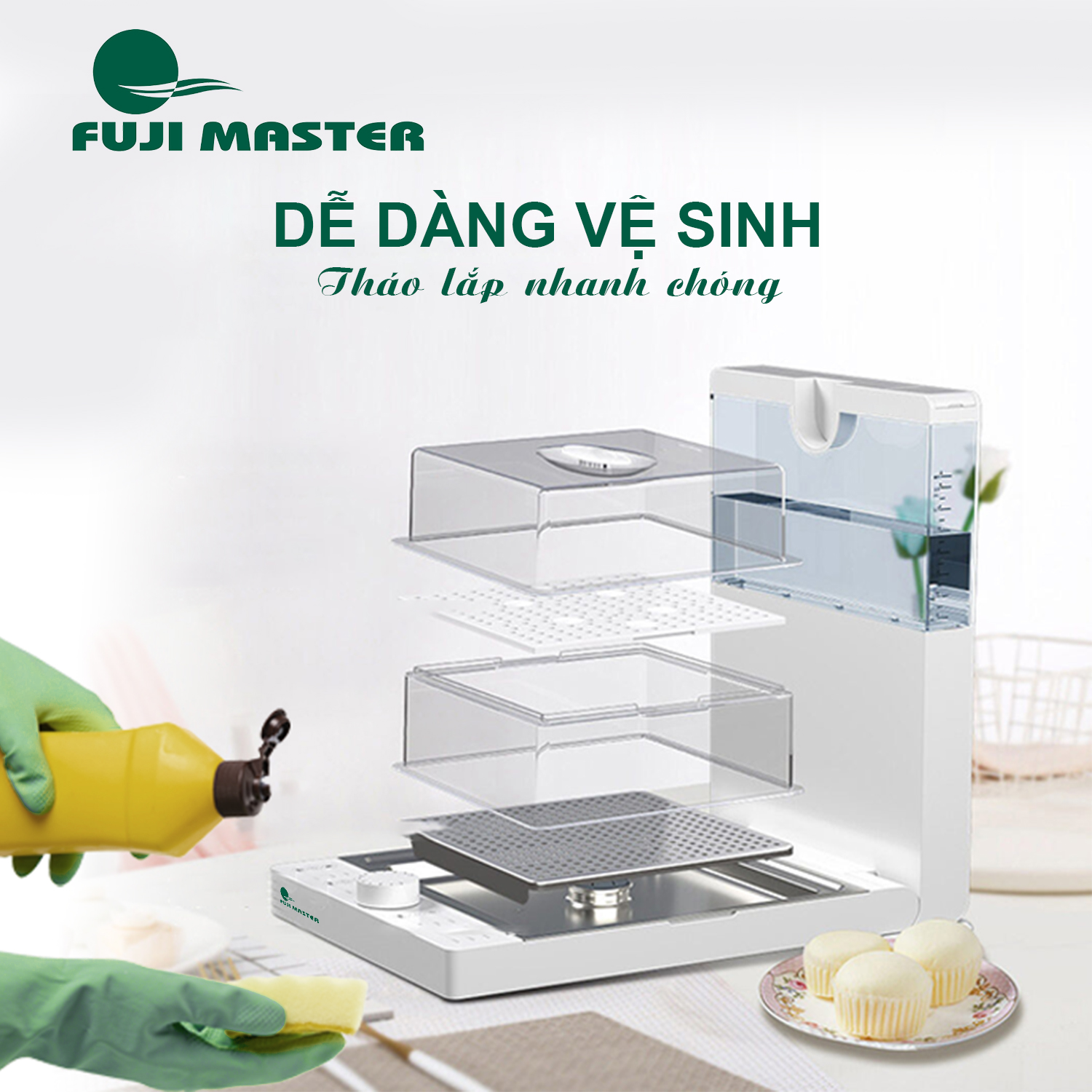 Máy hấp gấp gọn 3 tầng Fuji Master FJM-1604