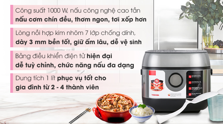 Nồi cơm điện tử cao tần Toshiba RC-10IP1PV