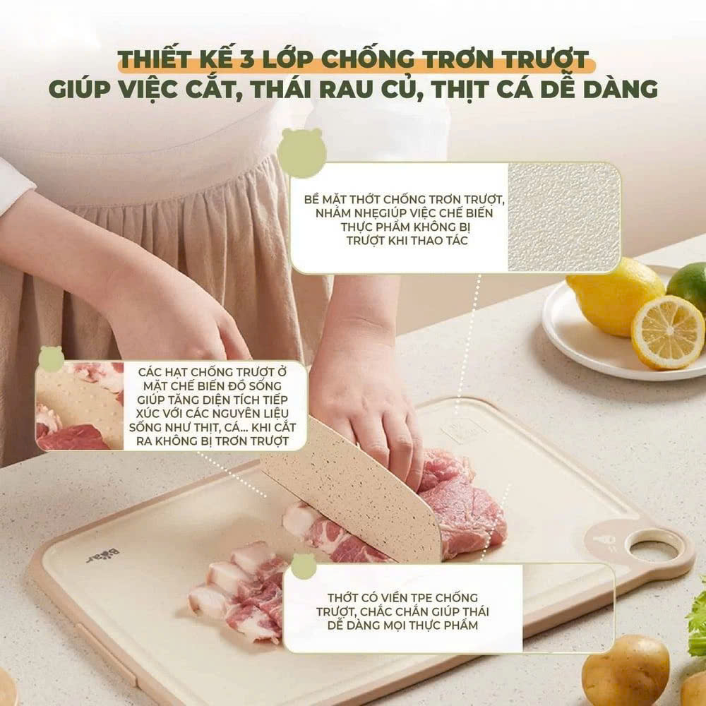 Thớt nhựa kháng khuẩn đa năng size M Bear CX-E0023