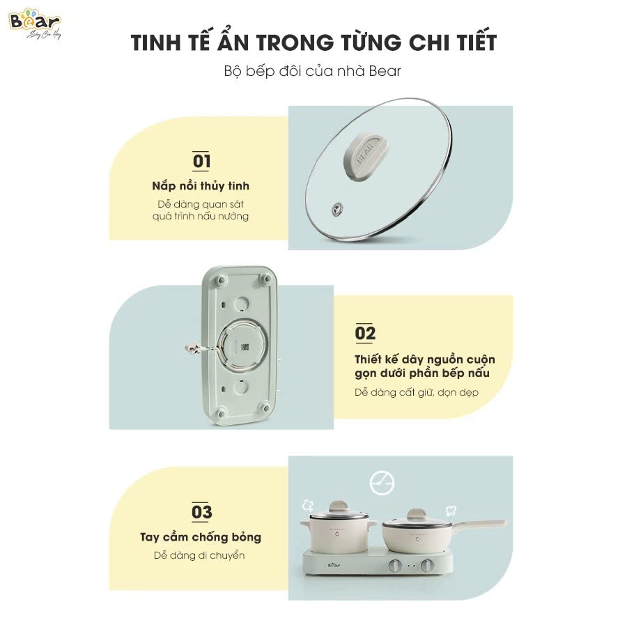 Bếp điện đôi đa năng kèm nồi chảo Bear SB-BD02N