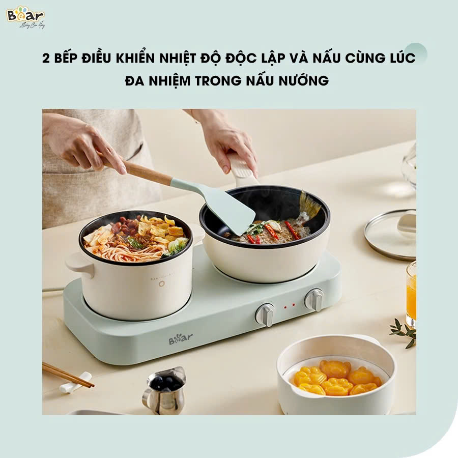 Bếp điện đôi đa năng kèm nồi chảo Bear SB-BD02N